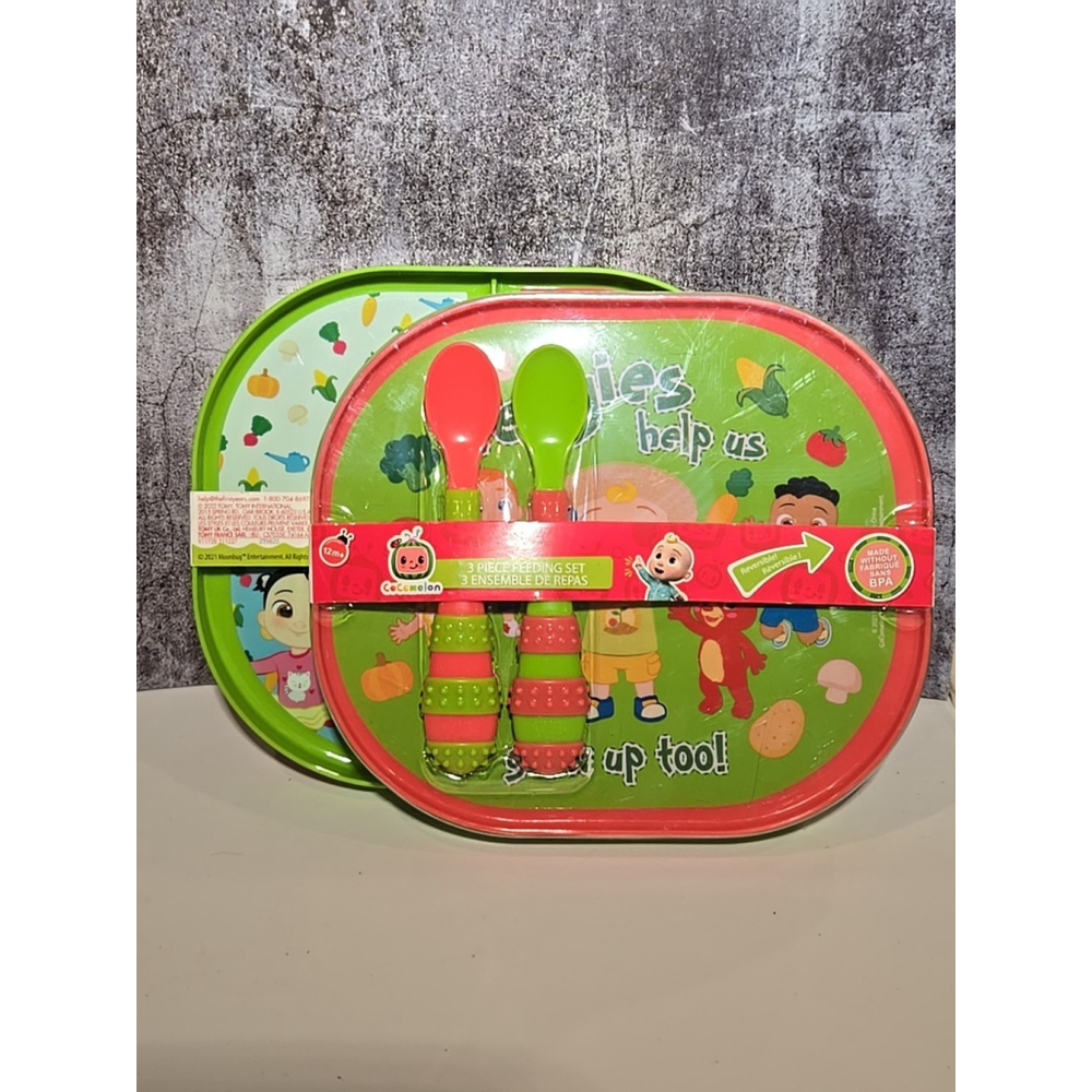 Cocomelon 3 Piece Feeding Set Lot Of 2 BPA Free New (105)